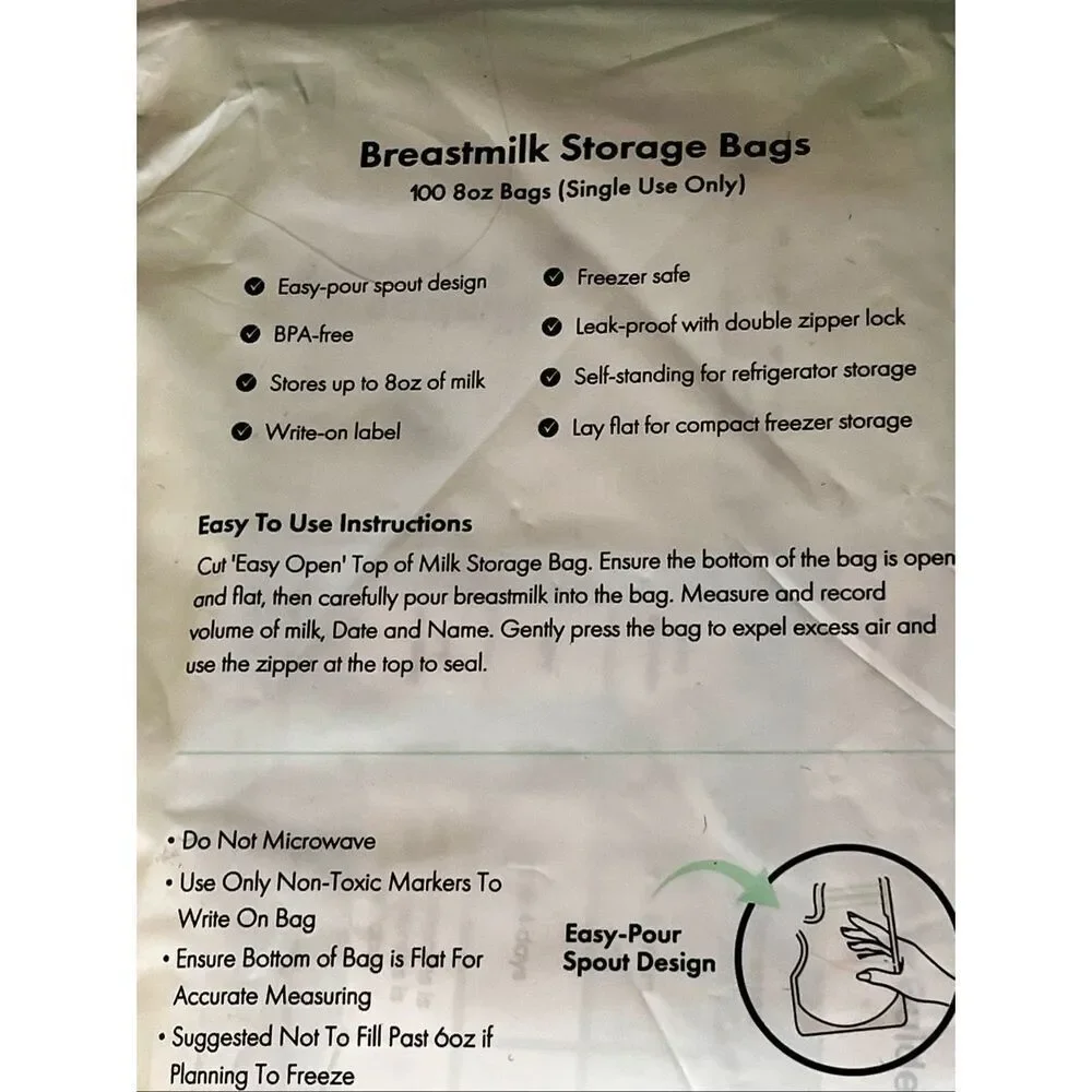Motif Medical Breast Milk Storage Bags 8oz Single Use - 100 Bag Count